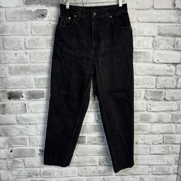 Vintage 90s Levi’s 551 Relaxed Fit Tapered Leg Faded Black Ankle Mom Jeans - Picture 1 of 16